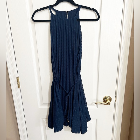 NWT Ramy Brook Tiana A-Line Halterneck Sleeveless Mini Dress in Spring Navy Blue - Picture 6 of 10